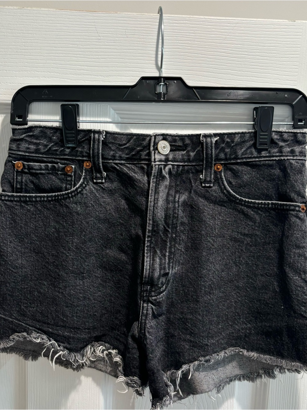 Abercrombie & Fitch Annie High Rise Black Acid Wash Shorts